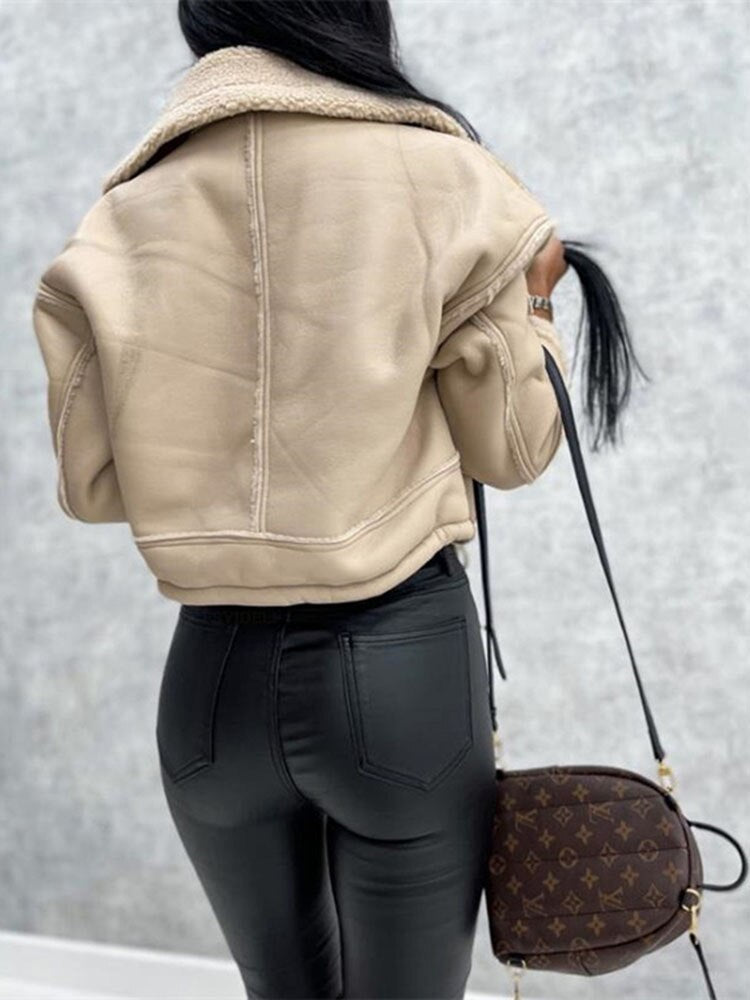 Faux leren bikerjack - trendy dames winterouterwear - Bakkermode.nl