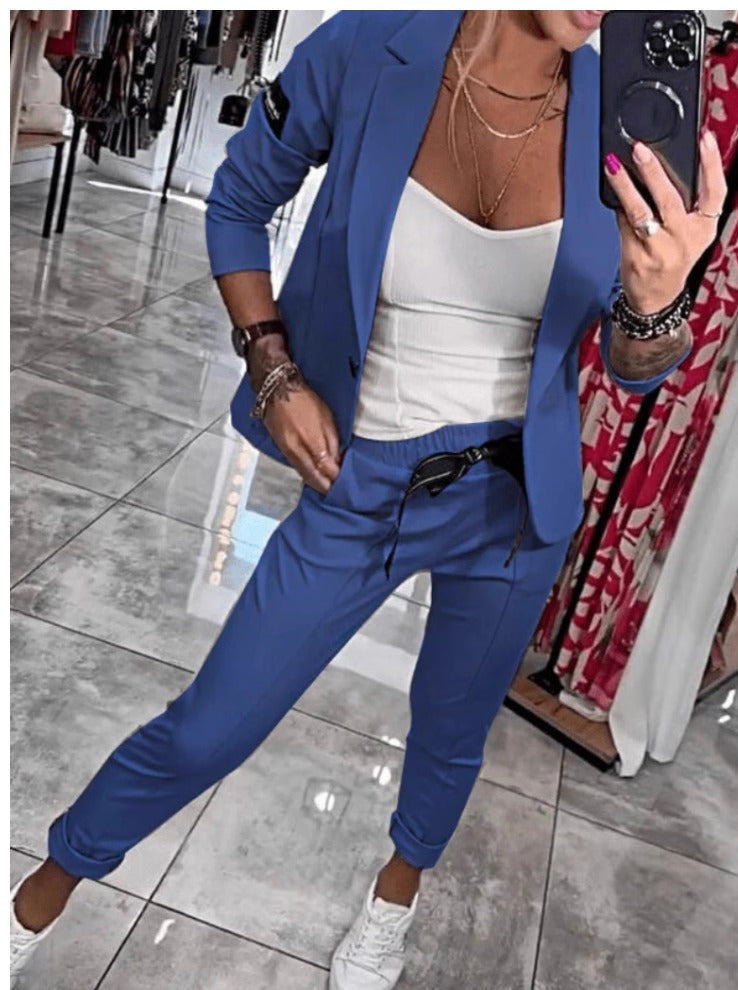 2-delige dames blazer en tailored broekset - slimme kantooroutfit