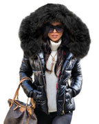 Dames winter pufferjack - stijlvolle met dons gevulde jas met fauxbont capuchon - Bakkermode.nl