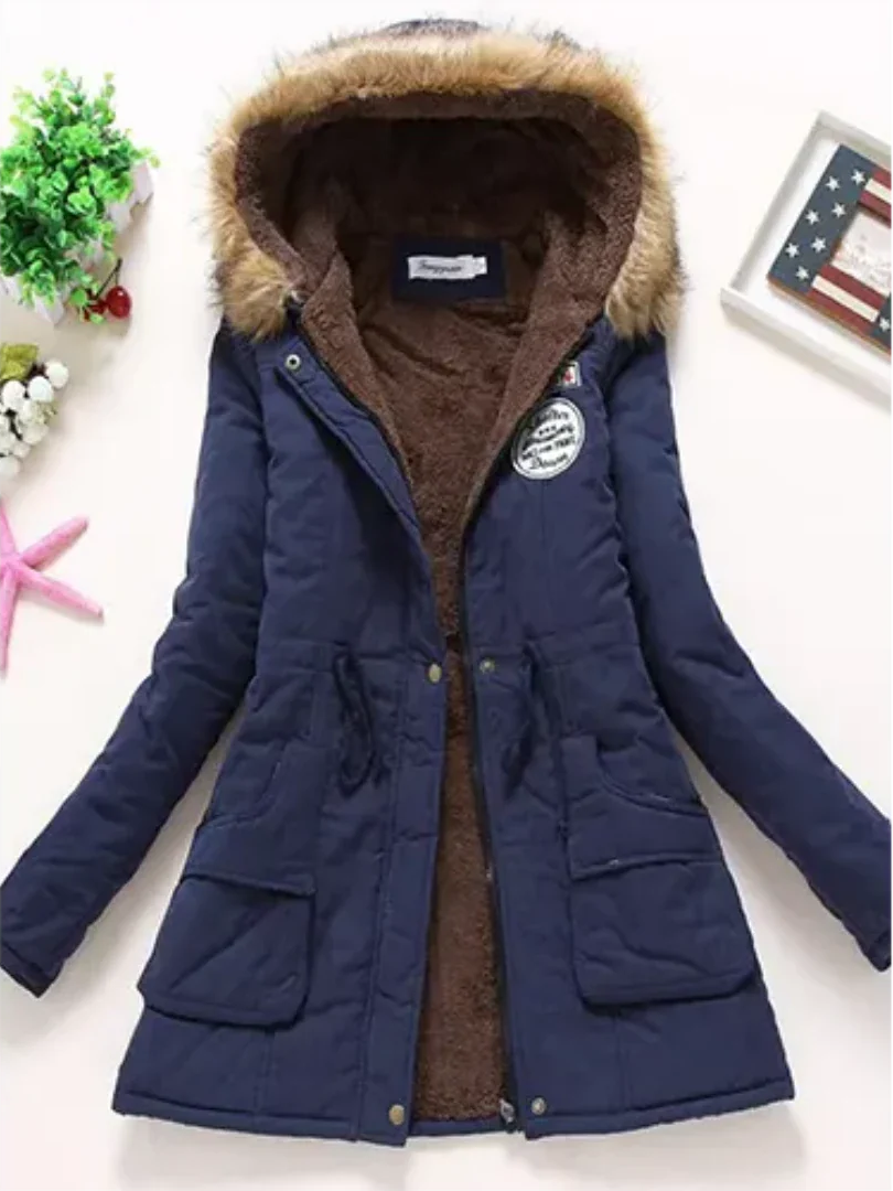 Dames winterjacket met capuchon - warme gewatteerde jas voor vrouwen
