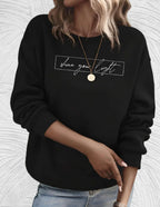 Dames sweatshirt met inspirerende quote - gezellige lange mouwen jumper voor casual dagelijks gebruik
