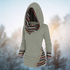 Hoodie met capuchon - dames fleece trui met tribal patroon - Bakkermode.nl