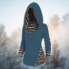 Hoodie met capuchon - dames fleece trui met tribal patroon - Bakkermode.nl