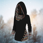 Hoodie met capuchon - dames fleece trui met tribal patroon - Bakkermode.nl