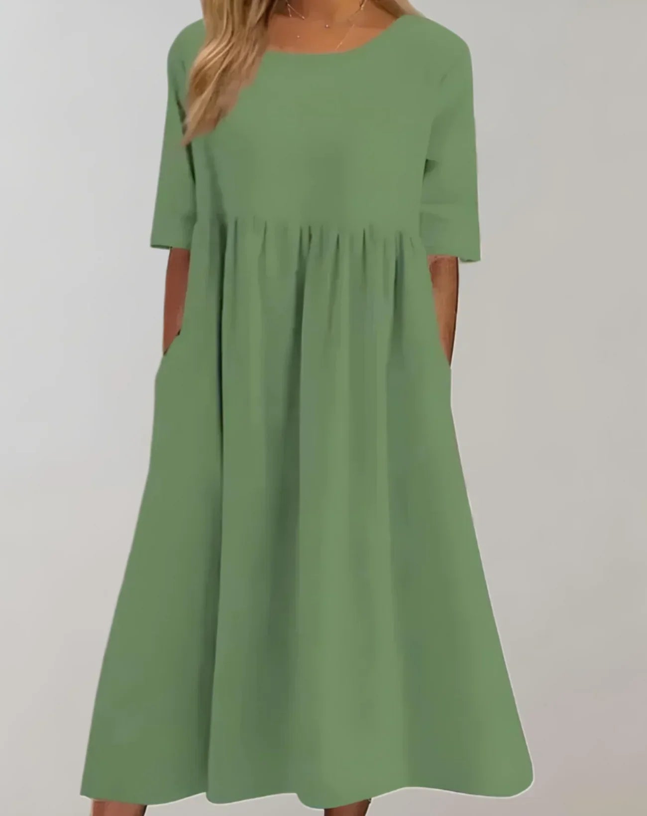 Dames casual katoenen jurk met zakken - elegante a-lijn voor dagelijks gebruik