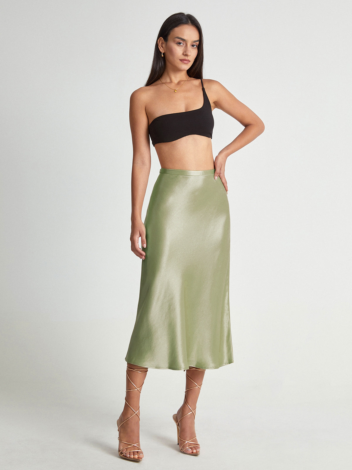 Satijnen midi rok - elegante damesrok