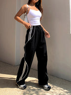 Dames sweatpants met relaxte pasvorm - zwarte cargo broeken voor casual dagelijks gebruik