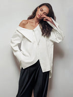 Asymmetrische off-shoulder blouse - elegante witte top voor dames