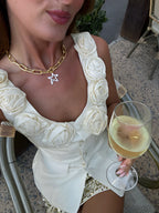 Witte bloemen tanktop - elegante mouwloze blouse voor dames