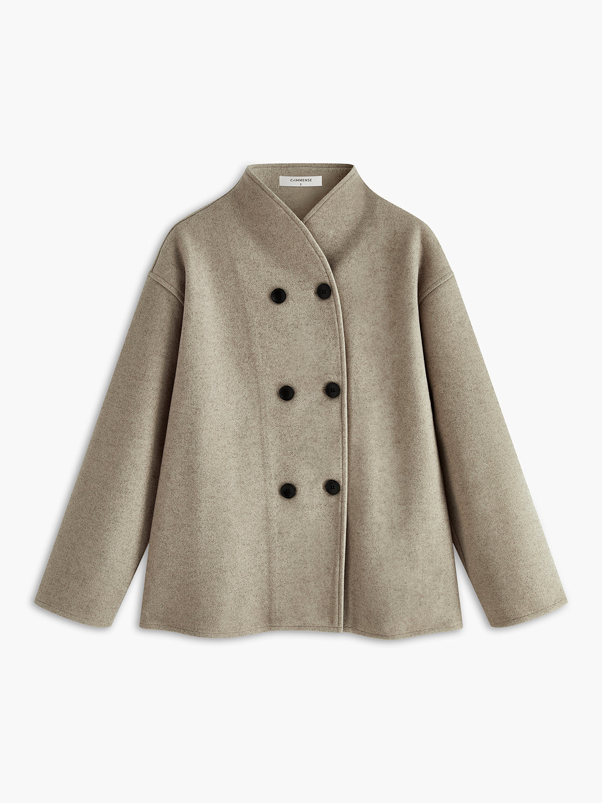 Oversized button-down jas dames - korte beige jas met moderne pasvorm - Bakkermode.nl