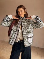 Groene bloemenpatroon jas - dames buitenkleding