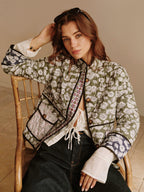 Groene bloemenpatroon jas - dames buitenkleding