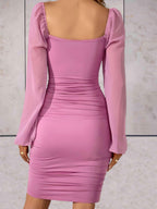 Elegante mini jurk met pofmouwen - chique avondkleding voor dames