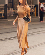 Vrouwen midi satin rok - luxueuze casual en formele outfit voor elke gelegenheid