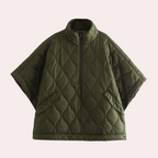 Gequiltede poncho jas - trendy groene damesoutdoor