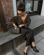 Dames oversized luipaardprint shirt voor casual dagelijks gebruik - trendy button-up shacket in bruin