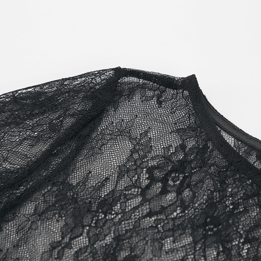 Dames sheer lace blouse met elegante gelaagd design in zwart - veelzijdige tops voor avondkleding & dagelijkse stijl