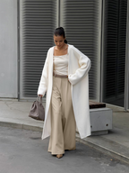 Dames brede pantalon met hoge taille - stijlvolle kantooroutfit voor elegante werklooks