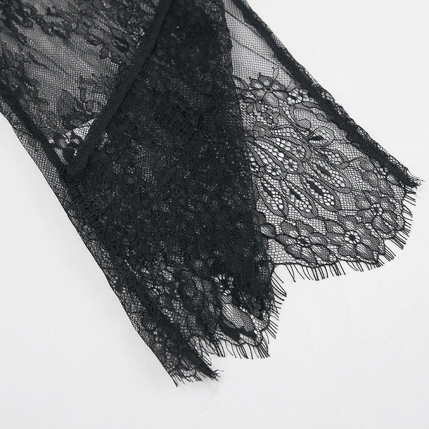 Dames sheer lace blouse met elegante gelaagd design in zwart - veelzijdige tops voor avondkleding & dagelijkse stijl