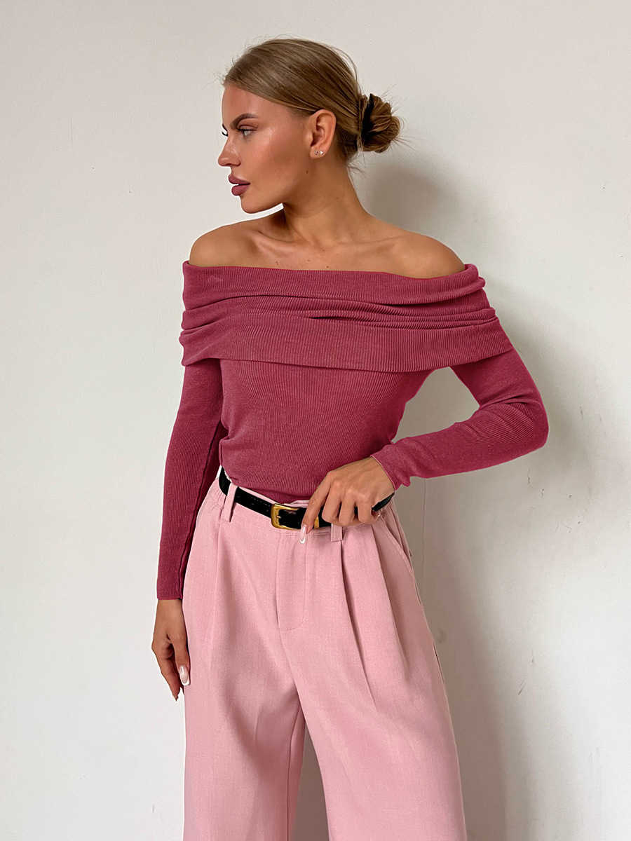Dames off-shoulder gebreide trui - chique lange mouwen top voor casual of avondkledij