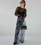 Dames sheer lace blouse met elegante gelaagd design in zwart - veelzijdige tops voor avondkleding & dagelijkse stijl