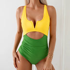 Elegante cut-out v-hals badpak - dames zwemkleding