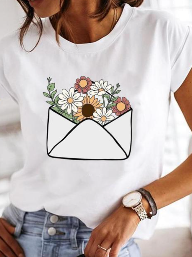 Dames casual t-shirt met hartdesign - zachte stof voor dagelijks gebruik