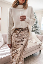 Dames midi rok met pailletten - elegante avondjurk voor speciale gelegenheden