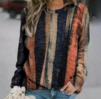 Dames blauwe en beige textuur trui - losse top voor casual look