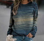 Dames blauwe en beige textuur trui - losse top voor casual look