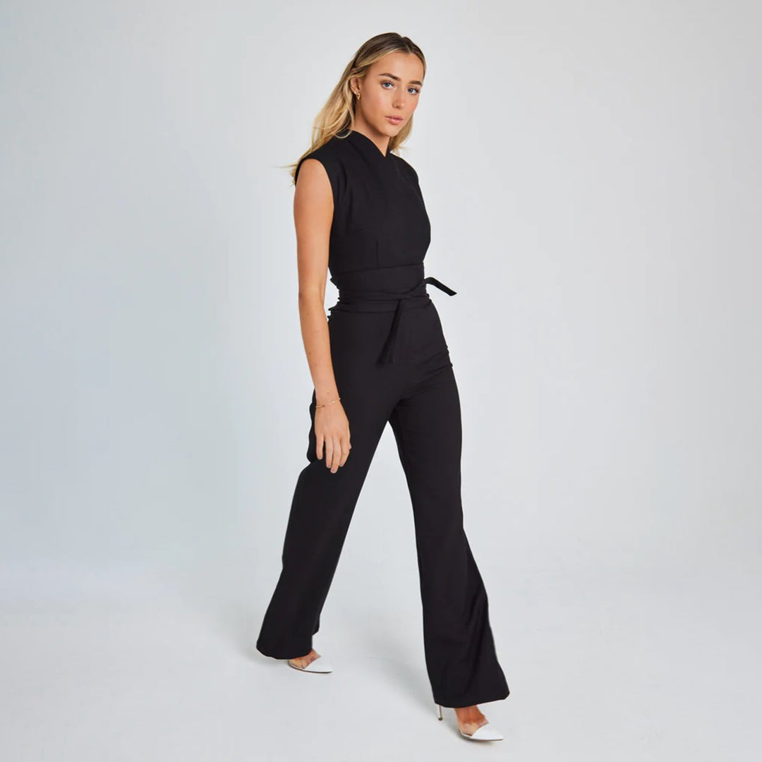 Elegante jumpsuit - stijlvolle dames zonder mouwen met tailleband