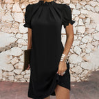 Zwarte puff mouw jurk - verfijnde avondkleding voor dames