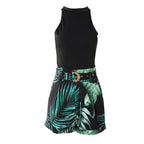 2-delige dames zomeroutfit met tropische print en shorts - trendy vakantie kleding voor dames