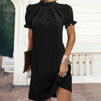 Zwarte puff mouw jurk - verfijnde avondkleding voor dames