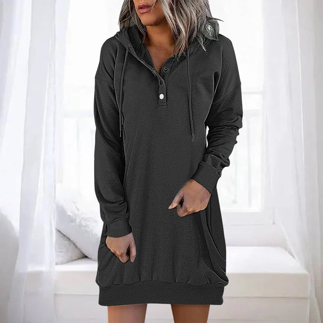 Hooded casual dress - stijlvolle vrouwen hoodie jurk