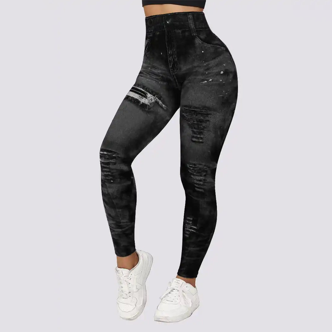 Hoge taille legging - trendy distressed dameslegging