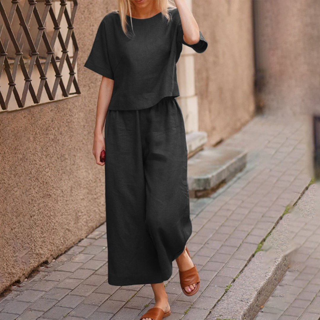 2-delige vrouwen casual top en luchtige broek set - lichtgewicht outfit voor dagelijks gebruik