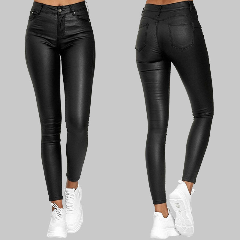 Faux leren legging - hoge taille damesbroek