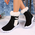 Winter enkellaarsjes - verwarmde damesboots met een faux fur trim