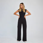 Elegante jumpsuit - stijlvolle dames zonder mouwen met tailleband