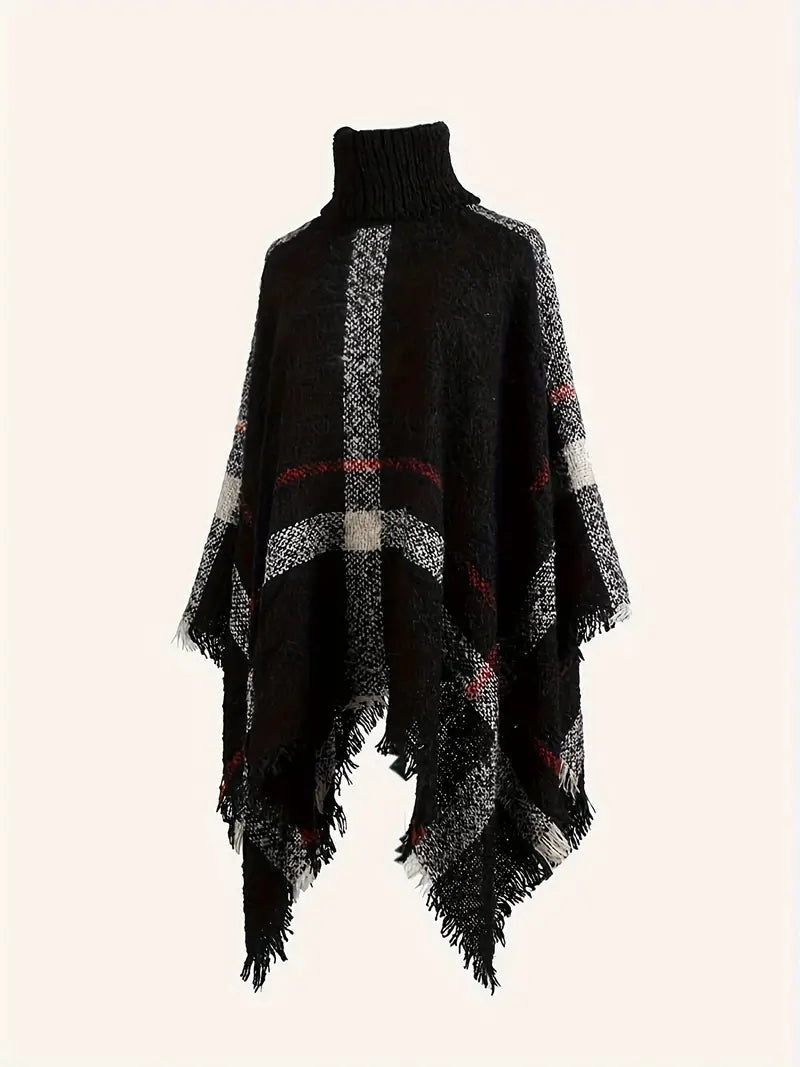 Poncho trui - stijlvolle gebreide poncho met col