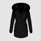 Winterjas met capuchon voor dames - comfortabele bontvoering - Bakkermode.nl