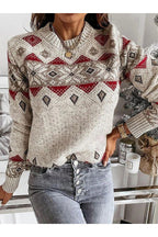 Crèmekleurige Scandinavische trui - warme Noorse dames sweater - Bakkermode.nl