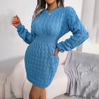 Dames gebreide jurk in elegante getailleerde stijl - zachte stof, veelzijdig ontwerp, tijdloze uitstraling