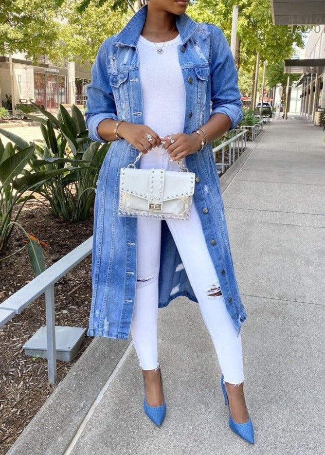 Denim shirt dress - casual oversized dames denimjack