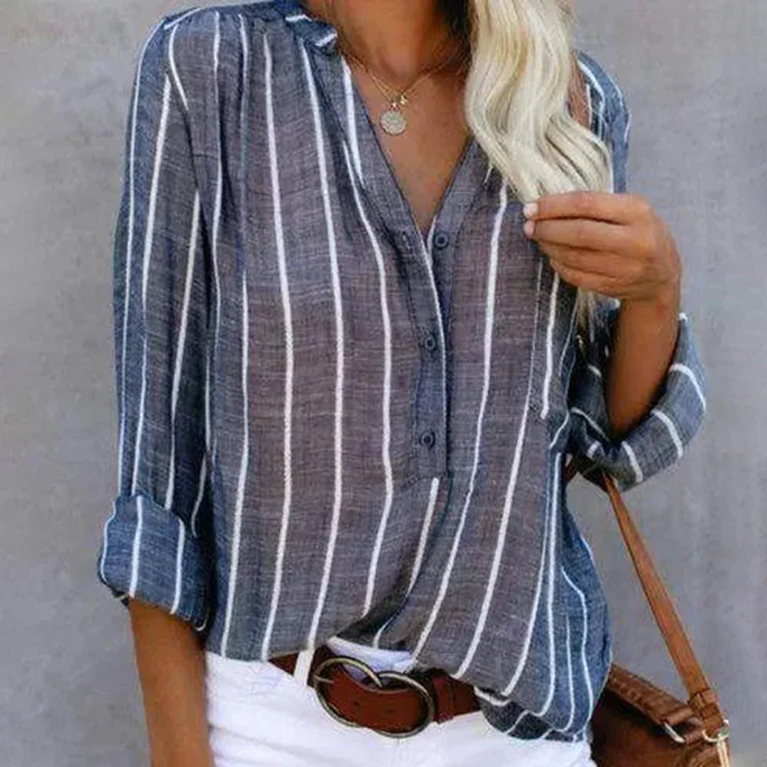 Lichte gestreepte blouse voor casual en zakelijke look - luchtige katoenmix top