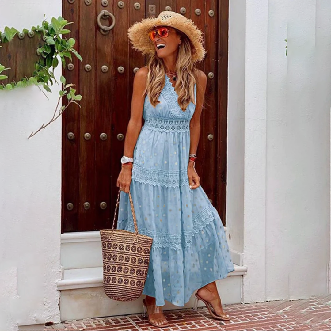 Dames boho maxi jurk met tiered ontwerp - lichte casual zomerjurk