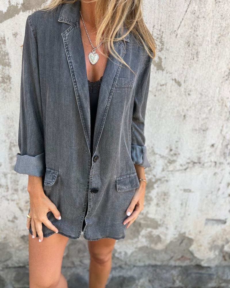 Dames denim blazer - chic laagje voor op kantoor en casual gebruik