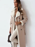 Faux shearling jas - stijlvolle lange dames winterjack