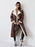 Faux shearling jas - stijlvolle lange dames winterjack